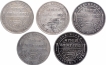 Lot of Five Silver One Rupee Coins of Ganga Singh of Bikaner State.