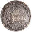 Silver Half Rupia Coin of India Portuguese of Luiz I.