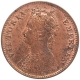 Copper One Quarter Anna Coin of  Victoria Empress of Calcutta Mint of 1891.