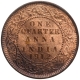 Copper One Quarter Anna Coin of King George V of Calcutta Mint of 1912.