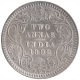 Silver Two Annas Coin of Victoria Empress of Calcutta Mint of 1892.