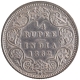 Silver Quarter Rupee Coin of Victoria Queen of Calcutta Mint of 1862.