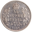 Silver Quarter Rupee Coin of King Edward VII of Calcutta Mint of 1907.