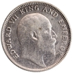 Silver Quarter Rupee Coin of King Edward VII of Calcutta Mint of 1907.