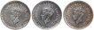 Silver Quarter Rupee Coins of King George VI of Bombay Mint of 1945.