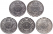 Silver Half Rupee Coins of King George V of Bombay and Calcutta Mint.