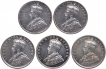 Silver Half Rupee Coins of King George V of Bombay and Calcutta Mint.