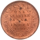 Copper One Quarter Anna Coin of Victoria Empress of Calcutta Mint of 1901.