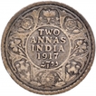 Silver Two Annas Coin of King George V of Calcutta Mint of 1917.