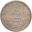 Silver Quarter Rupee Coin of Victoria Empress of Calcutta Mint of 1886.