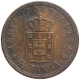 Bronze Half Tanga Coin of Carlos I of Portuguese Administration of Indo Portuguese.