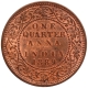 Copper One Quarter Anna Coin of Victoria Empress of Calcutta Mint of 1889.