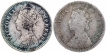 Silver Two Annas Coins of Victoria Empress of Calcutta and Bombay Mint of 1889.