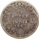 Silver Quarter Rupee Coin of Victoria Empress of Bombay Mint of 1887.