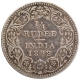 Silver Quarter Rupee Coin of Victoria Empress of Calcutta Mint of 1898.