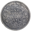 Silver One Rupee Coin of Victoria Queen of Calcutta Mint of 1874.