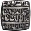 Silver Square One Rupee Coin of Akbar of Lahore Dar ul Sultana Mint.