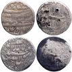 Four Different Variety Silver Rupee Coins of Shah Jahan of Burhanpur Mint.