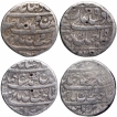 Four Different Variety Silver Rupee Coins of Shah Jahan of Burhanpur Mint.