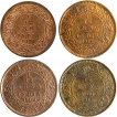 Bronze One Twelfth Anna Coins of King Edward VII of Calcutta Mint of 1907, 1908, 1909 and 1910.