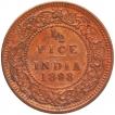 Copper Half Pice Coin of Victoria Empress of Calcutta Mint of 1898.