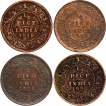 Bronze Half Pice Coins of King George V of Calcutta Mint of 1919, 1920, 1921 and 1922.