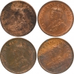 Bronze Half Pice Coins of King George V of Calcutta Mint of 1927, 1928, 1929 and 1930.