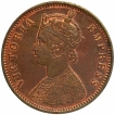 Copper One Quarter Anna Coin of Victoria Empress of Calcutta Mint of 1880.