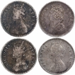 Silver Two Annas Coins of Victoria Queen of Calcutta Mint of 1862.