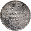 Silver Two Annas Coin of Victoria Empress of Calcutta Mint of 1877.