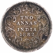 Silver Two Annas Coin of Victoria Empress of Calcutta Mint of 1882.