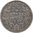 Silver Two Annas Coin of Victoria Empress of Bombay Mint of 1883.