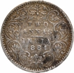 Silver Two Annas Coin of Victoria Empress of Bombay Mint of 1884.