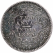 Silver Two Annas Coin of Victoria Empress of Bombay Mint of 1885.