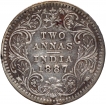 Silver Two Annas Coin of Victoria Empress of Calcutta Mint of 1887.