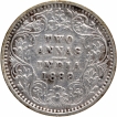 Silver Two Annas Coin of Victoria Empress of Bombay Mint of 1889.