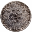 Silver Two Annas Coin of Victoria Empress of Bombay Mint of 1890.