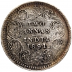 Silver Two Annas Coin of Victoria Empress of Calcutta Mint of 1891.