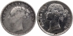 Silver Quarter Rupee Coins of Victoria Queen of Calcutta and Madras Mint of 1840.