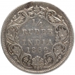 Silver Quarter Rupee Coin of Victoria Queen of Bombay Mint of 1862.