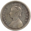 Silver Quarter Rupee Coin of Victoria Queen of Bombay Mint of 1875.