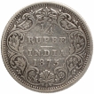 Silver Quarter Rupee Coin of Victoria Queen of Bombay Mint of 1875.