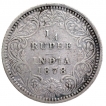 Silver Quarter Rupee Coin of Victoria Empress of Calcutta Mint of 1878.