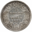 Silver Quarter Rupee Coin of Victoria Empress of Calcutta Mint of 1881.