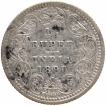 Silver Quarter Rupee Coin of Victoria Empress of Calcutta Mint of 1890.