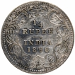 Silver Quarter Rupee Coin of Victoria Empress of Calcutta Mint of 1896.