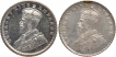 Silver Quarter Rupee Coins of King George V of Calcutta and Bombay Mint of 1936.