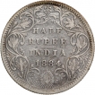 Silver Half Rupee Coin of Victoria Empress of Bombay Mint of 1884.