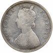 Silver Half Rupee Coin of Victoria Empress of Bombay Mint of 1884.