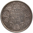 Silver Half Rupee Coin of Victoria Empress of Calcutta Mint of 1886.